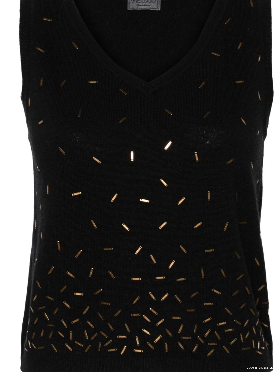 Cheap plaque-embellished knitted 2000s vest Women Versace 0420